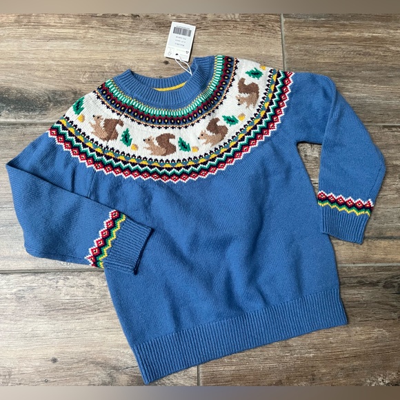 Boden Blue Sweater with Squirrel Design - Picture 1 of 5